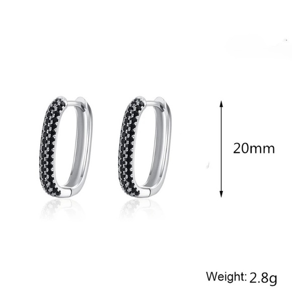 💫 Sterling Silver U shape Hoop Earrings - Picture 4 of 5